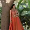 PC 563 Rust in Color Vichitra Silk Embroidery Work Lehenga Choli . Now at just ₹2549. Delivery 4-6 Working Days. Shop now. | Lehenga, Bollywood Lehenga, Creative Lehenga, Designer Lehenga, Embroidered Lehenga, Party Wear Lehenga