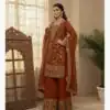 BE 447 Rust Color Zimmy Choo Salwar Suit with Embroidery Work. Online Get it for ₹2399. Delivery 4-6 Working Days. Shop now. | Jump Suits, Salwar suit, Designer Suits, Casual Suits, Creative suits, Palazzo Suits, Party Wear Suits, Patiala Suits, Straight Suits
