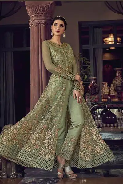 FC 6802 Sea Green in Banglory Silk Embroidery Work & Stone Work Salwar Suit . Festive Deal ₹3449. Delivery 4-6 Working Days. Shop now. | Jump Suits, Salwar suit, Designer Suits, Casual Suits, Creative suits, Palazzo Suits, Party Wear Suits, Patiala Suits, Straight Suits