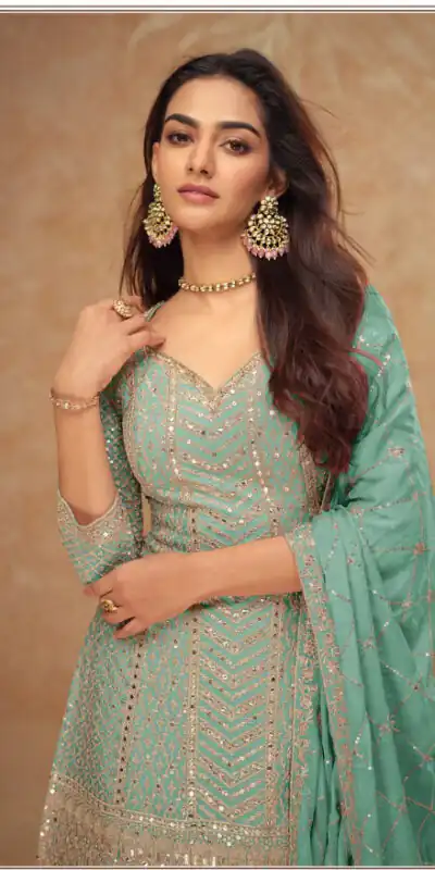 FC 7518 Sea Green Chinon Salwar Suit Perfect for Wedding, Party, Diwali, Durga Puja, Temple Visit – . Festive Deal ₹3099. Delivery 4-6 Working Days. | Designer Suits, Jump Suits, Tops & Bottoms, Track Suits, Trendy Wear, Salwar suit, Casual Suits, Creative suits, Palazzo Suits, Party Wear Suits, Patiala Suits, Straight Suits
