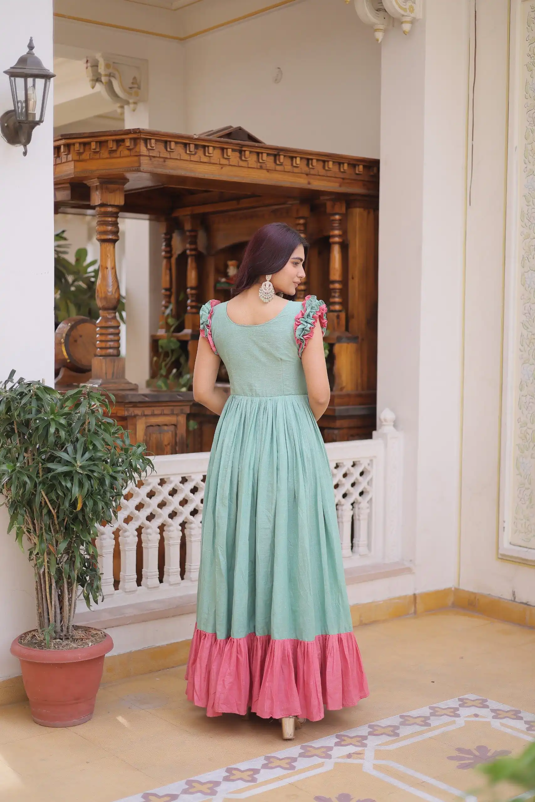 KA 1234 Sea Green Color Cotton Gown with Sequins Work & Embroidery Work. Festive Deal ₹1819. Delivery 4-6 Working Days. Shop now. | Gowns, Bollywood Gowns, Creative Gowns, Designer Gowns, Embroidered Gowns, Party Wear Gowns
