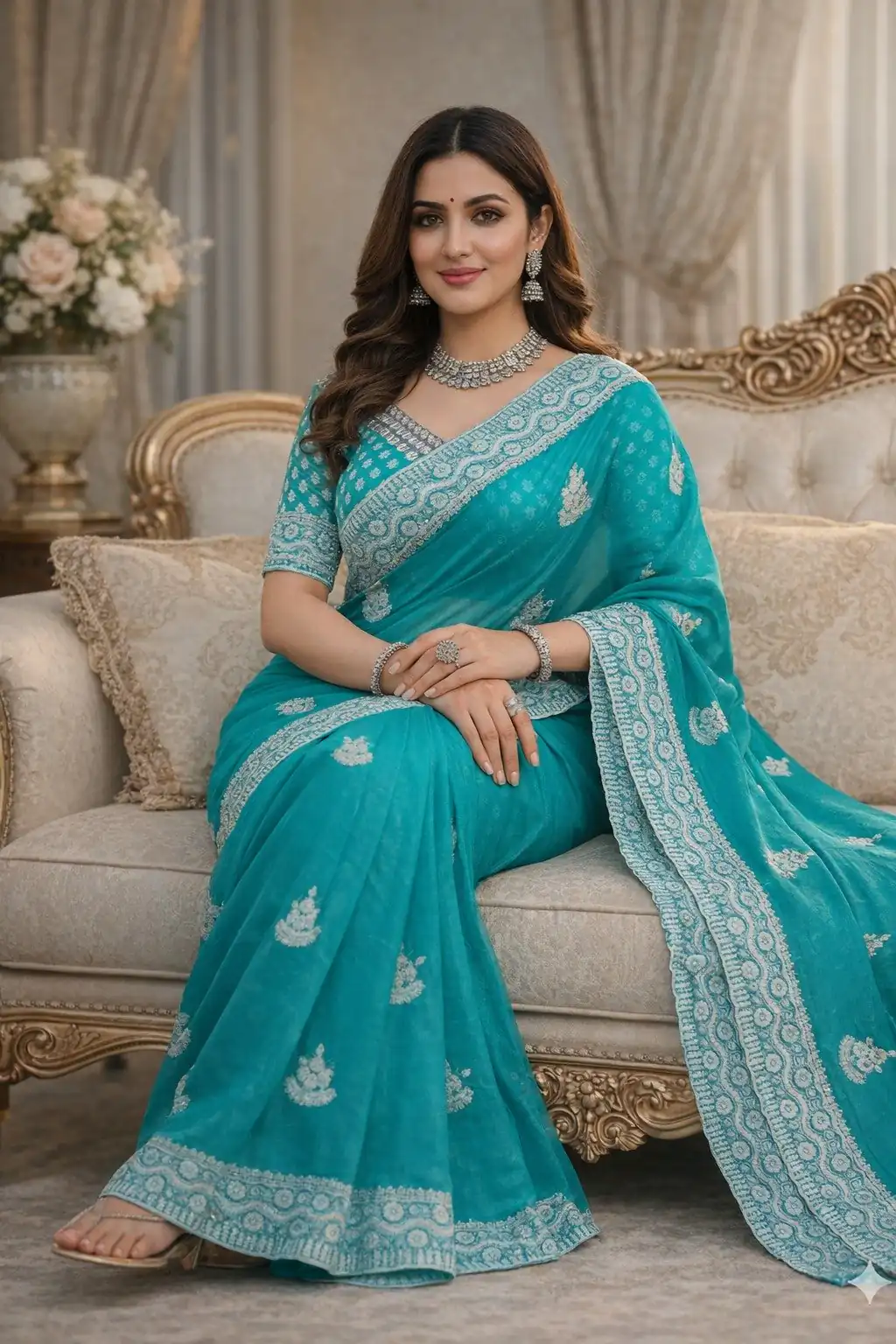 JR 654 Sky Blue Color Soft Gold Crush Saree with Embroidery Work. Affordable Price ₹2049. Delivery 4-6 Working Days. Shop now. | Sarees, Bollywood Sarees, Creative Sarees, Designer Sarees, Embroidered Sarees, Ethnic Saree, Modern Digital sarees, Party Wear Sarees