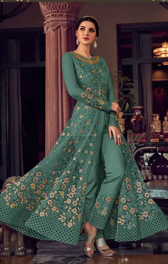 FC 6802 Teal in Banglory Silk Embroidery Work & Stone Work Salwar Suit . Festive Deal ₹3449. Delivery 4-6 Working Days. Shop now. | Jump Suits, Salwar suit, Designer Suits, Casual Suits, Creative suits, Palazzo Suits, Party Wear Suits, Patiala Suits, Straight Suits