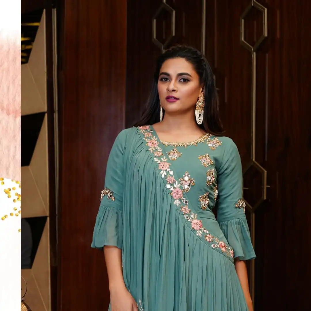 KT 190 Teal in Georgette. Mirror Work & Lace Work Gown Wedding, Party, Festive, Events, Now at just ₹1949. Delivery 4-6 Working Days. Shop now. | Gowns, Bollywood Gowns, Creative Gowns, Designer Gowns, Embroidered Gowns, Party Wear Gowns