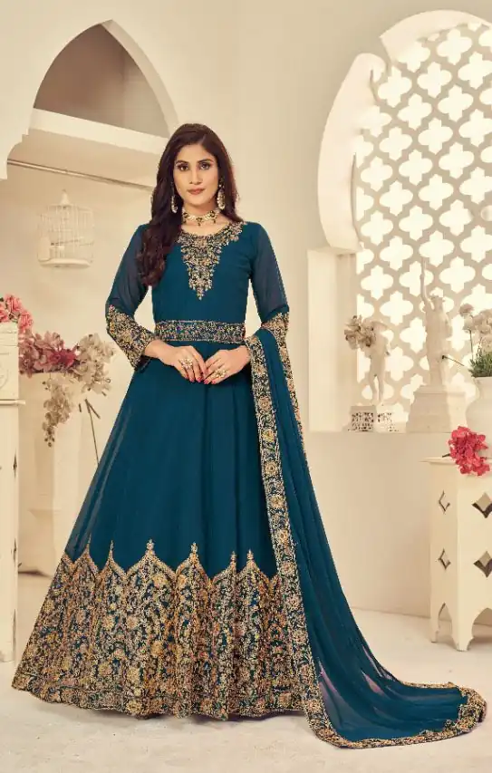 DS 1121 Tea Georgette Salwar Suit with Stone Work. Get it for ₹1999. Wedding, Party, Festive, Events, Delivery 4-6 Working Days. Shop now. | Designer Suits, Jump Suits, Tops & Bottoms, Track Suits, Trendy Wear, Salwar suit, Casual Suits, Creative suits, Palazzo Suits, Party Wear Suits, Patiala Suits, Straight Suits