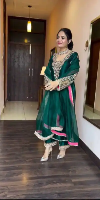 ST 170 Teal Green Cowrie Work & Embroidery Work Salwar Suit in Wine Vichitra Silk. Grab it for ₹2049. Delivery 4-6 Working Days. Shop now. | Jump Suits, Salwar suit, Designer Suits, Casual Suits, Creative suits, Palazzo Suits, Party Wear Suits, Patiala Suits, Straight Suits