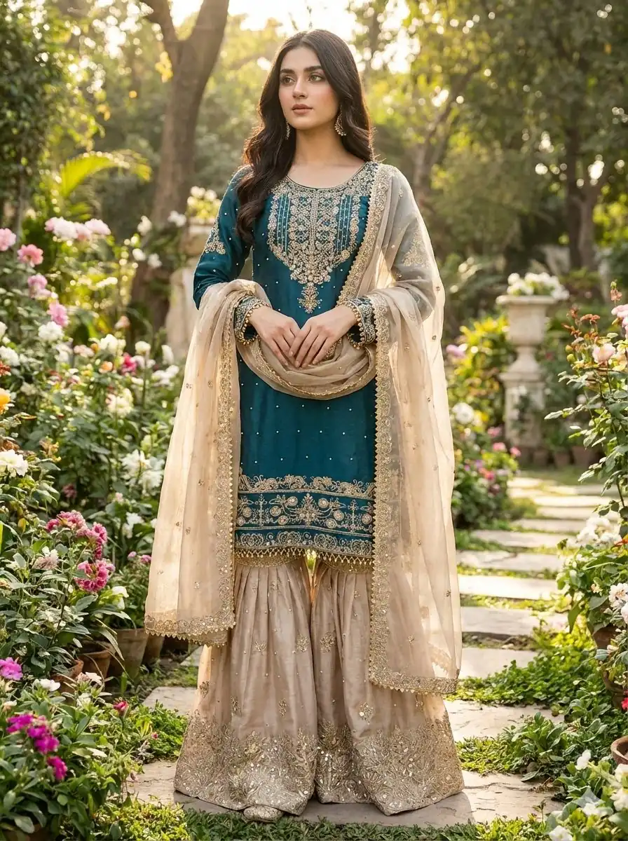 SR 1694 Teal Organza Silk Salwar Suit with Embroidery Work & Lace Work. Exclusive Offer ₹1999. Delivery 4-6 Working Days. Shop now. | Jump Suits, Salwar suit, Designer Suits, Casual Suits, Creative suits, Palazzo Suits, Party Wear Suits, Patiala Suits, Straight Suits