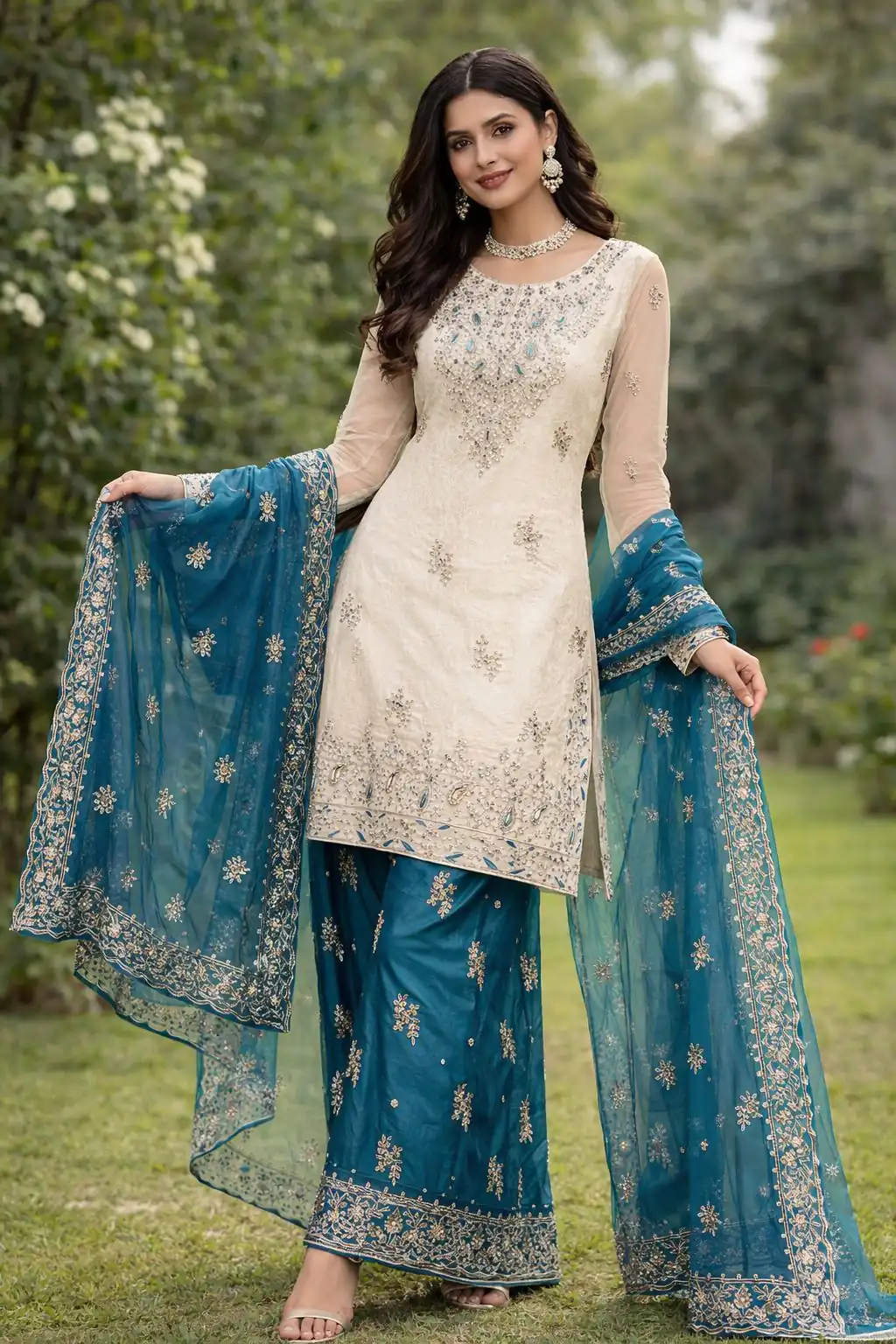 VLM 316 Teal Organza Silk with Embroidery Work & Lace Work. Salwar Suit Now at just ₹2049. Delivery 4-6 Working Days. Shop now. | Jump Suits, Salwar suit, Designer Suits, Casual Suits, Creative suits, Palazzo Suits, Party Wear Suits, Patiala Suits, Straight Suits