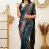 KPR 136 Teal in Soft Lichi Silk Lace Border & Lace Work Saree . Exclusive Offer ₹1299. Delivery 4-6 Working Days. Shop now. | Sarees, Bollywood Sarees, Creative Sarees, Designer Sarees, Embroidered Sarees, Ethnic Saree, Modern Digital sarees, Party Wear Sarees