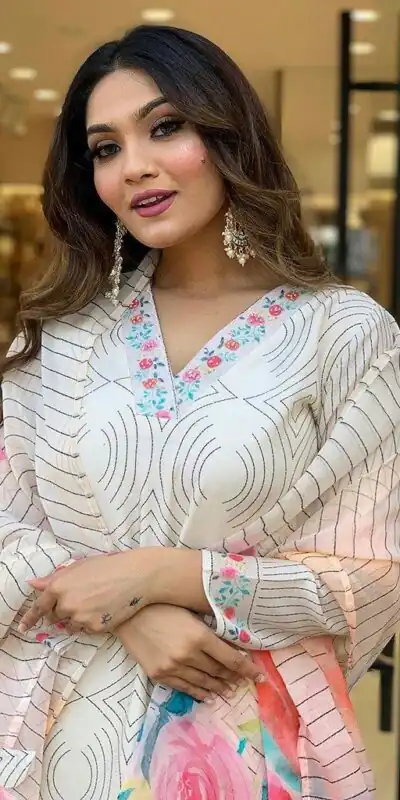 DC G21 White in Maslin Digital Print Salwar Suit . Wedding, Party, Festive, Events, Introductory Price ₹1699. Delivery 4-6 Working Days. Shop now. | Jump Suits, Salwar suit, Designer Suits, Casual Suits, Creative suits, Palazzo Suits, Party Wear Suits, Patiala Suits, Straight Suits