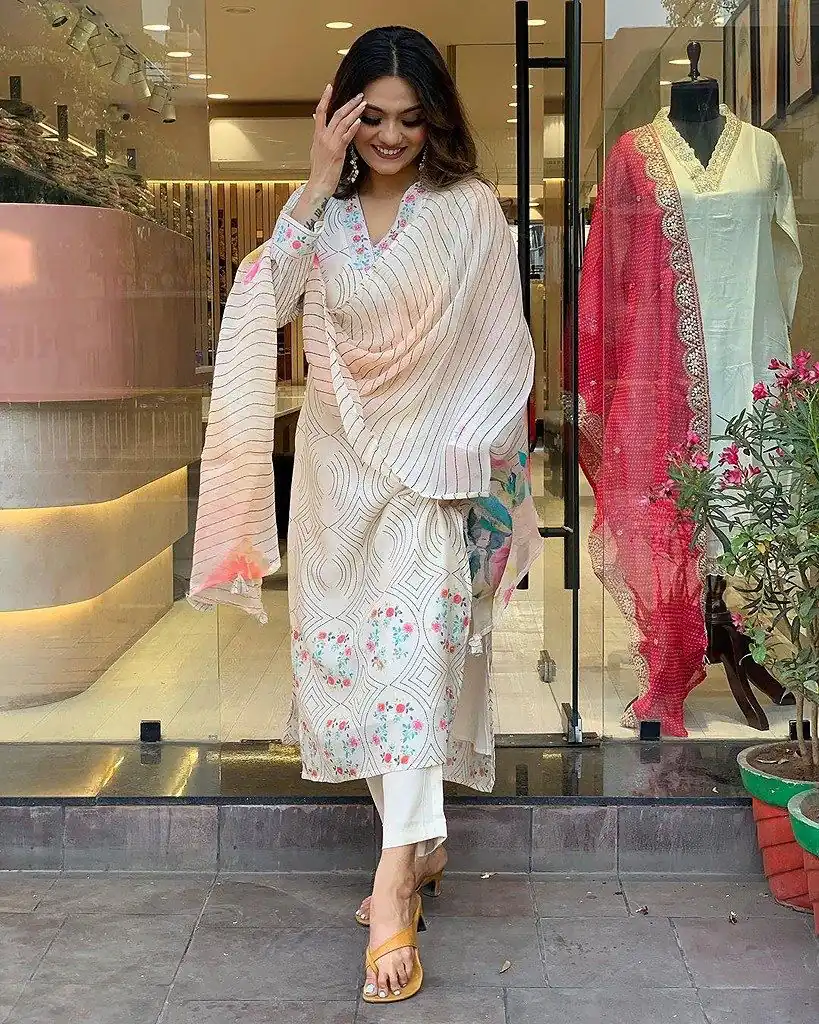 DC G21 White in Maslin Digital Print Salwar Suit . Wedding, Party, Festive, Events, Introductory Price ₹1699. Delivery 4-6 Working Days. Shop now. | Jump Suits, Salwar suit, Designer Suits, Casual Suits, Creative suits, Palazzo Suits, Party Wear Suits, Patiala Suits, Straight Suits