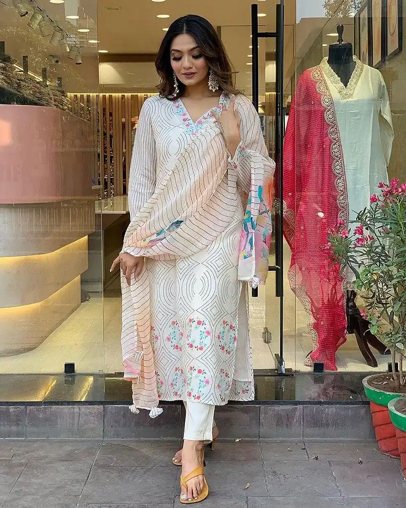 DC G21 White in Maslin Digital Print Salwar Suit . Wedding, Party, Festive, Events, Introductory Price ₹1699. Delivery 4-6 Working Days. Shop now. | Jump Suits, Salwar suit, Designer Suits, Casual Suits, Creative suits, Palazzo Suits, Party Wear Suits, Patiala Suits, Straight Suits