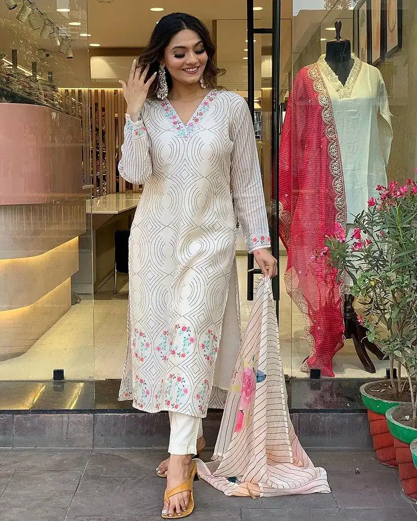 DC G21 White in Maslin Digital Print Salwar Suit . Wedding, Party, Festive, Events, Introductory Price ₹1699. Delivery 4-6 Working Days. Shop now. | Jump Suits, Salwar suit, Designer Suits, Casual Suits, Creative suits, Palazzo Suits, Party Wear Suits, Patiala Suits, Straight Suits