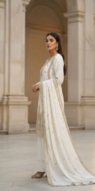 BE 444 White Color Organza Silk Salwar Suit with Embroidery Work. Special Price ₹2099. Delivery 4-6 Working Days. Shop now. | Jump Suits, Salwar suit, Designer Suits, Casual Suits, Creative suits, Palazzo Suits, Party Wear Suits, Patiala Suits, Straight Suits