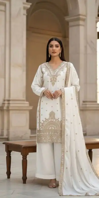 BE 444 White Color Organza Silk Salwar Suit with Embroidery Work. Special Price ₹2099. Delivery 4-6 Working Days. Shop now. | Jump Suits, Salwar suit, Designer Suits, Casual Suits, Creative suits, Palazzo Suits, Party Wear Suits, Patiala Suits, Straight Suits