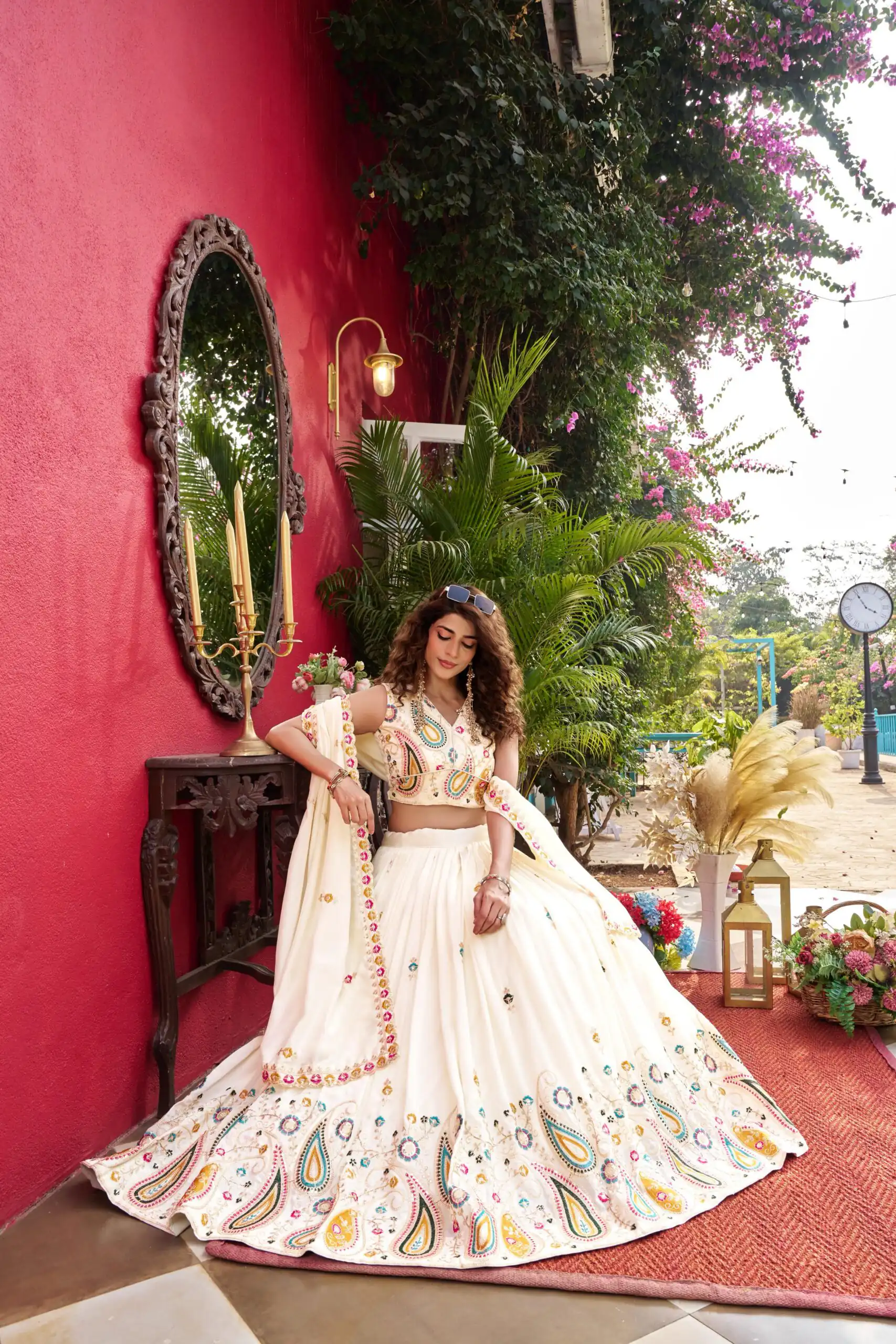 Ram 158 White Color Vichitra Lehenga Choli with Embroidery Work. Wedding, Party, Festive, Grab it for ₹3049. Delivery 4-6 Working Days. Shop now. | Lehenga, Bollywood Lehenga, Creative Lehenga, Designer Lehenga, Embroidered Lehenga, Party Wear Lehenga