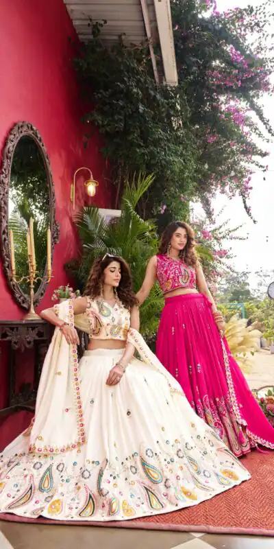 Ram 158 White Color Vichitra Lehenga Choli with Embroidery Work. Wedding, Party, Festive, Grab it for ₹3049. Delivery 4-6 Working Days. Shop now. | Lehenga, Bollywood Lehenga, Creative Lehenga, Designer Lehenga, Embroidered Lehenga, Party Wear Lehenga