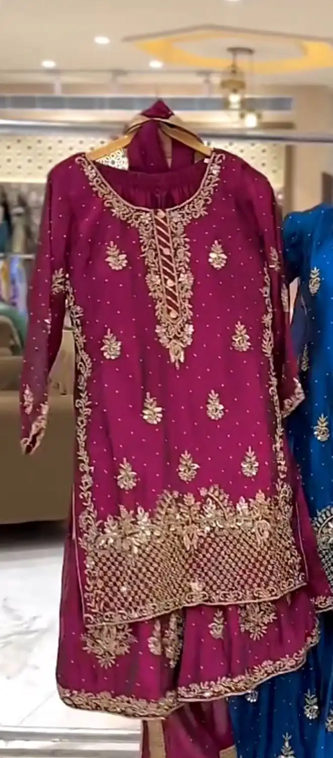 NF 1249 Wine Color Chinon Silk Salwar Suit with Embroidery Work. Online Get it for ₹2149. Delivery 4-6 Working Days. Shop now. | Jump Suits, Salwar suit, Designer Suits, Casual Suits, Creative suits, Palazzo Suits, Party Wear Suits, Patiala Suits, Straight Suits