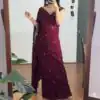 ST 1157 Wine in Faux Georgette Mirror Work & Embroidery Work Saree. Festive Deal ₹1899. Delivery 4-6 Working Days. Shop now. | Sarees, Bollywood Sarees, Creative Sarees, Designer Sarees, Embroidered Sarees, Ethnic Saree, Modern Digital sarees, Party Wear Sarees