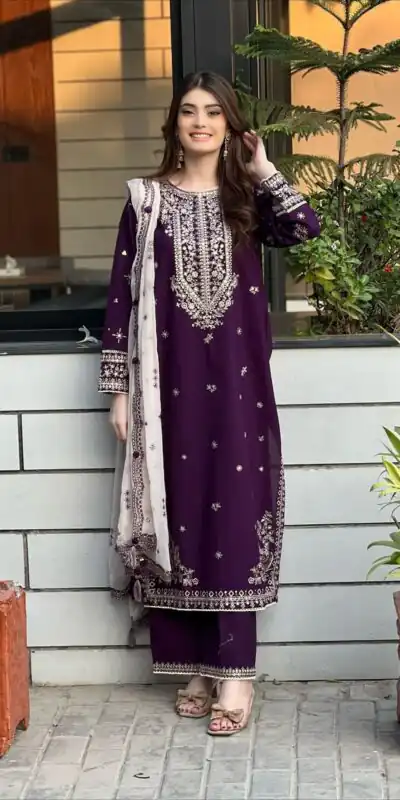 LG 2056 Wine Color Faux Georgette Salwar Suit with Embroidery Work. Get it for ₹2049. Delivery 4-6 Working Days. Shop now. | Designer Suits, Jump Suits, Tops & Bottoms, Track Suits, Trendy Wear, Salwar suit, Casual Suits, Creative suits, Palazzo Suits, Party Wear Suits, Patiala Suits, Straight Suits