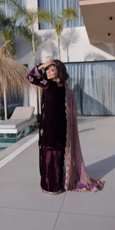 KA 1220 Wine Ice Velvet Salwar Suit with Embroidery Work & Zari Work. Exclusive Offer ₹2499. Delivery 4-6 Working Days. Shop now. | Jump Suits, Salwar suit, Designer Suits, Casual Suits, Creative suits, Palazzo Suits, Party Wear Suits, Patiala Suits, Straight Suits