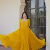 KA 1173 Yellow Faux Blooming Gown Perfect for Wedding, Party, Eid, Pooja, Baisakhi – . Now at just ₹1849. Delivery 4-6 Working Days. Shop now. | Gowns, Bollywood Gowns, Creative Gowns, Designer Gowns, Embroidered Gowns, Party Wear Gowns