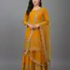 ZF 250 Yellow Color Faux Georgette Embroidery Sequence Work Sharara Suit Wedding, Party, Festive, Events Etc. Expected Delivery 4-6 Working Days @2099/- | Jump Suits, Straight Suits, Salwar suit, Designer Suits, Casual Suits, Creative suits, Palazzo Suits, Party Wear Suits, Patiala Suits
