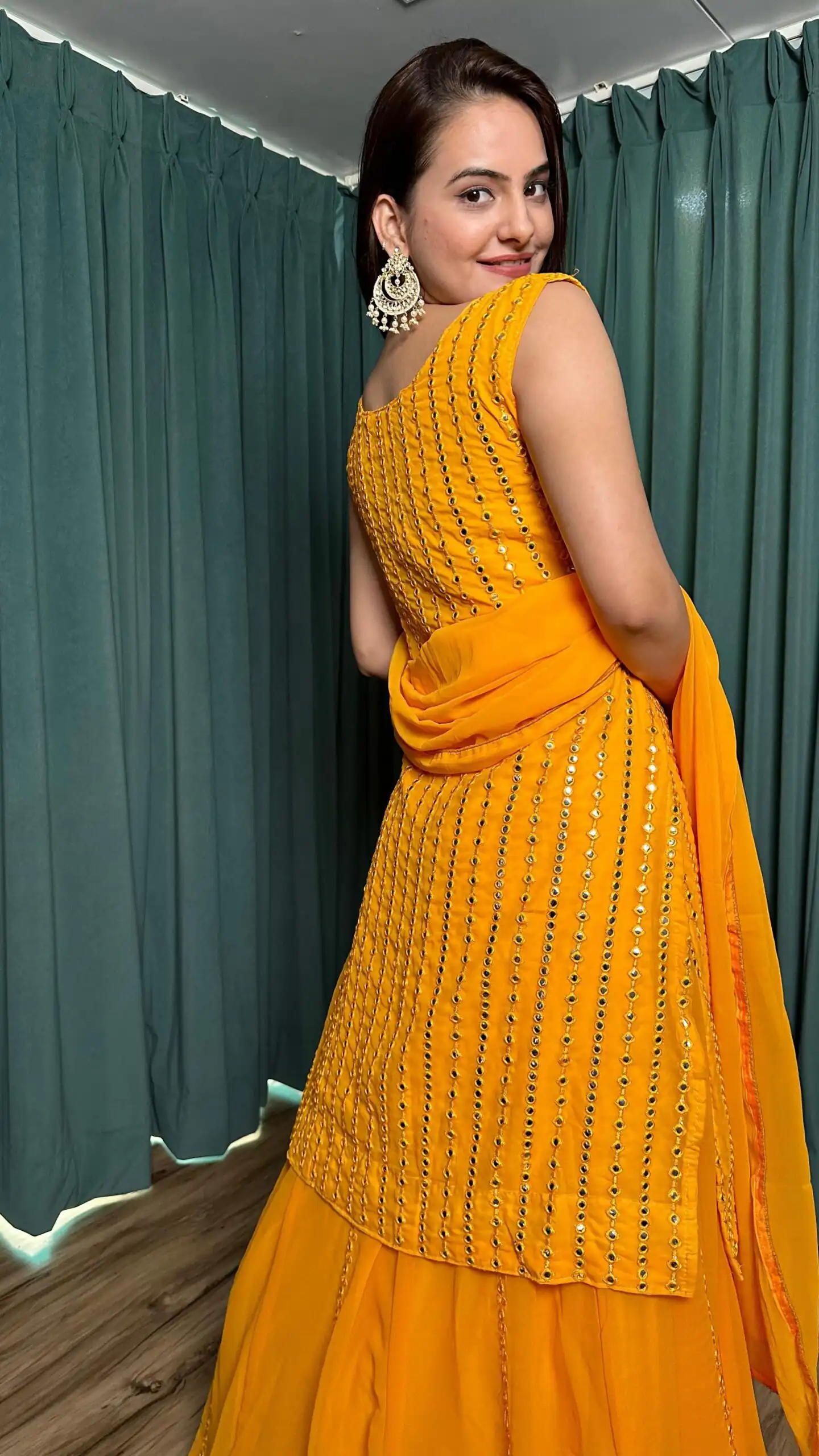 FB L299 Yellow in Color Georgette Mirror Work Lehenga Choli e. Introductory Price ₹2549. Delivery 4-6 Working Days. Shop now. | Lehenga, Bollywood Lehenga, Creative Lehenga, Designer Lehenga, Embroidered Lehenga, Party Wear Lehenga