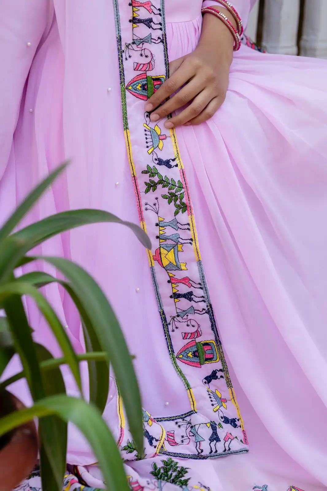 Alluring Pink Georgette Embroider Work Gown - Image 10