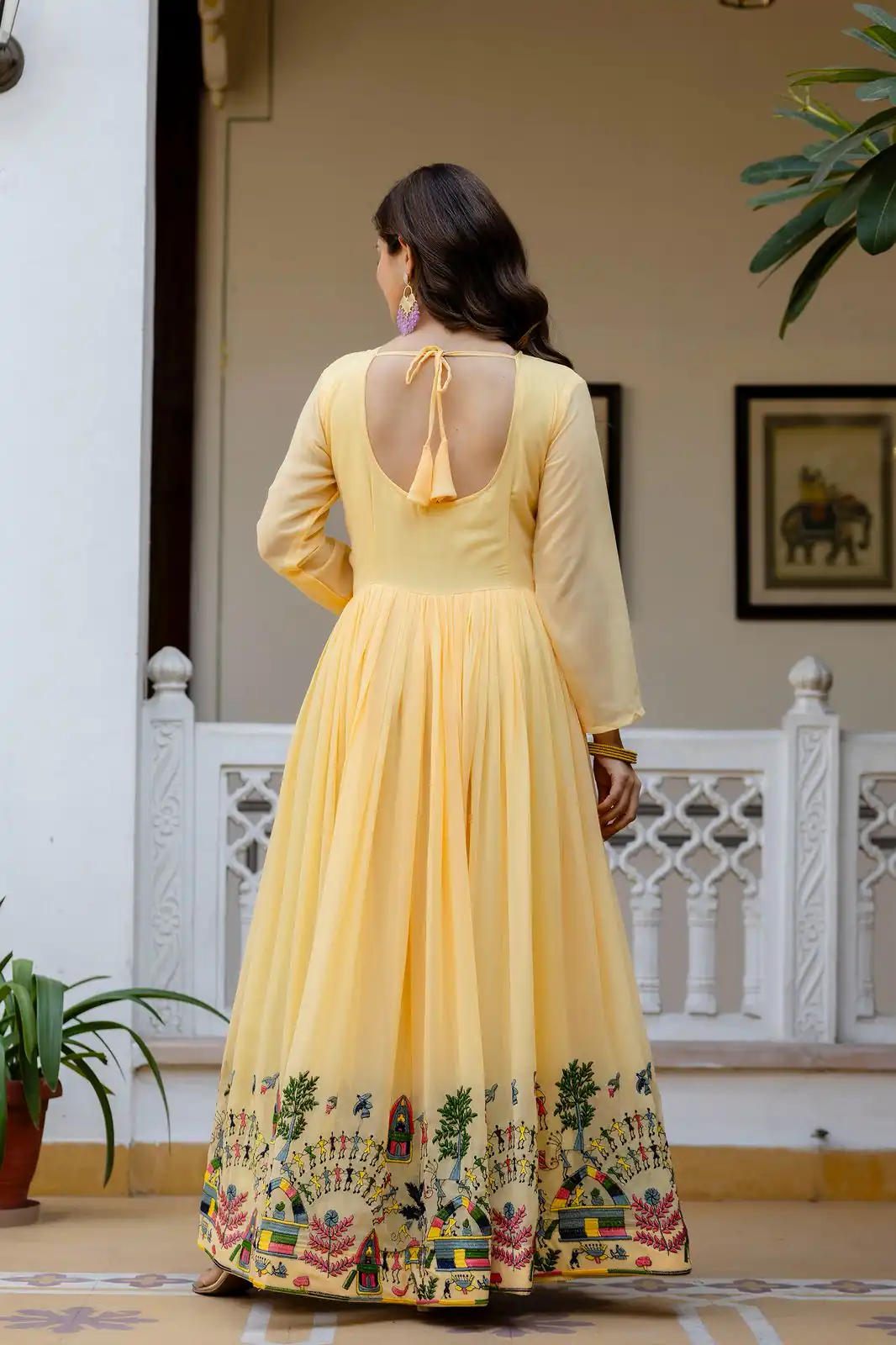 Alluring Yellow Georgette Embroider Work Gown - Image 10