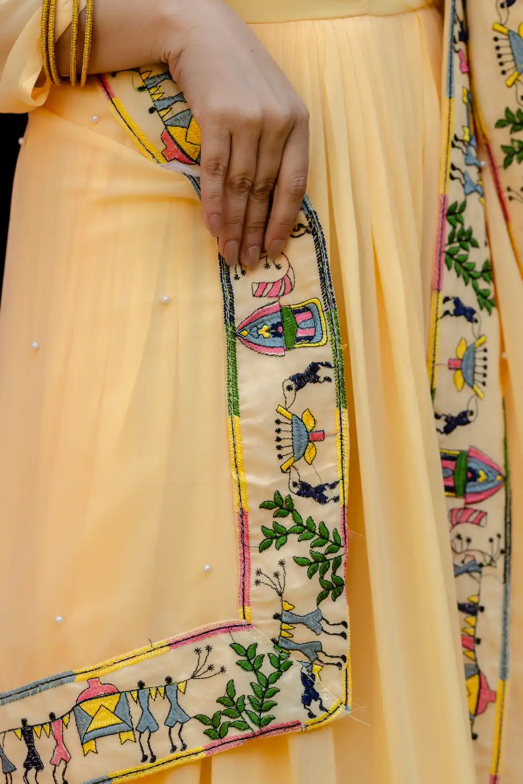 Alluring Yellow Georgette Embroider Work Gown - Image 11