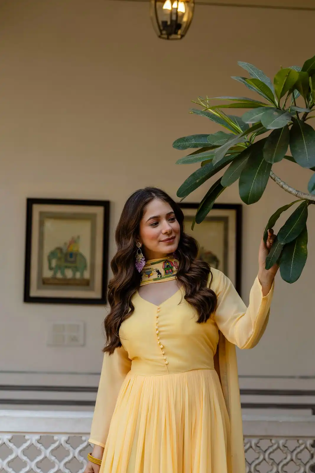 Alluring Yellow Georgette Embroider Work Gown - Image 8