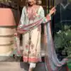 Elegant Off White Maslin Digital Prints Salwar Suit