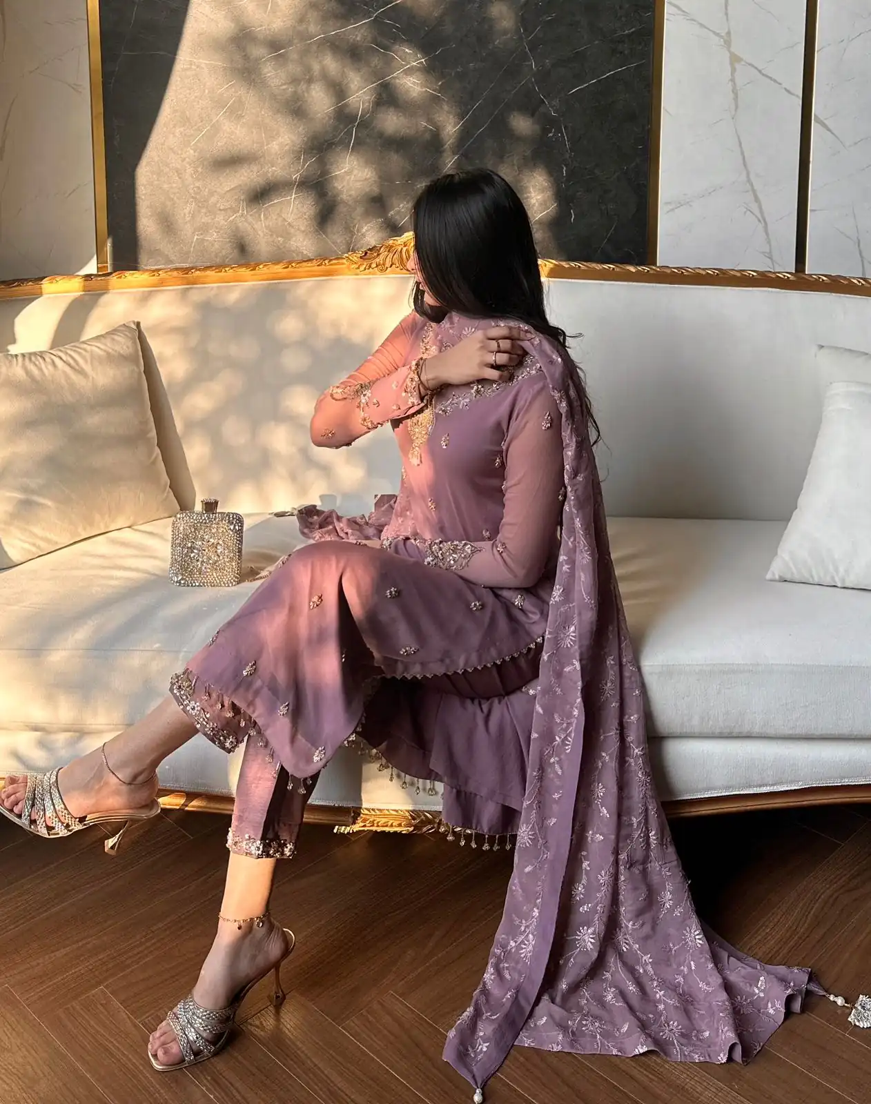 Elegant Onion Georgette Embroider Work Salwar Suit - Image 3