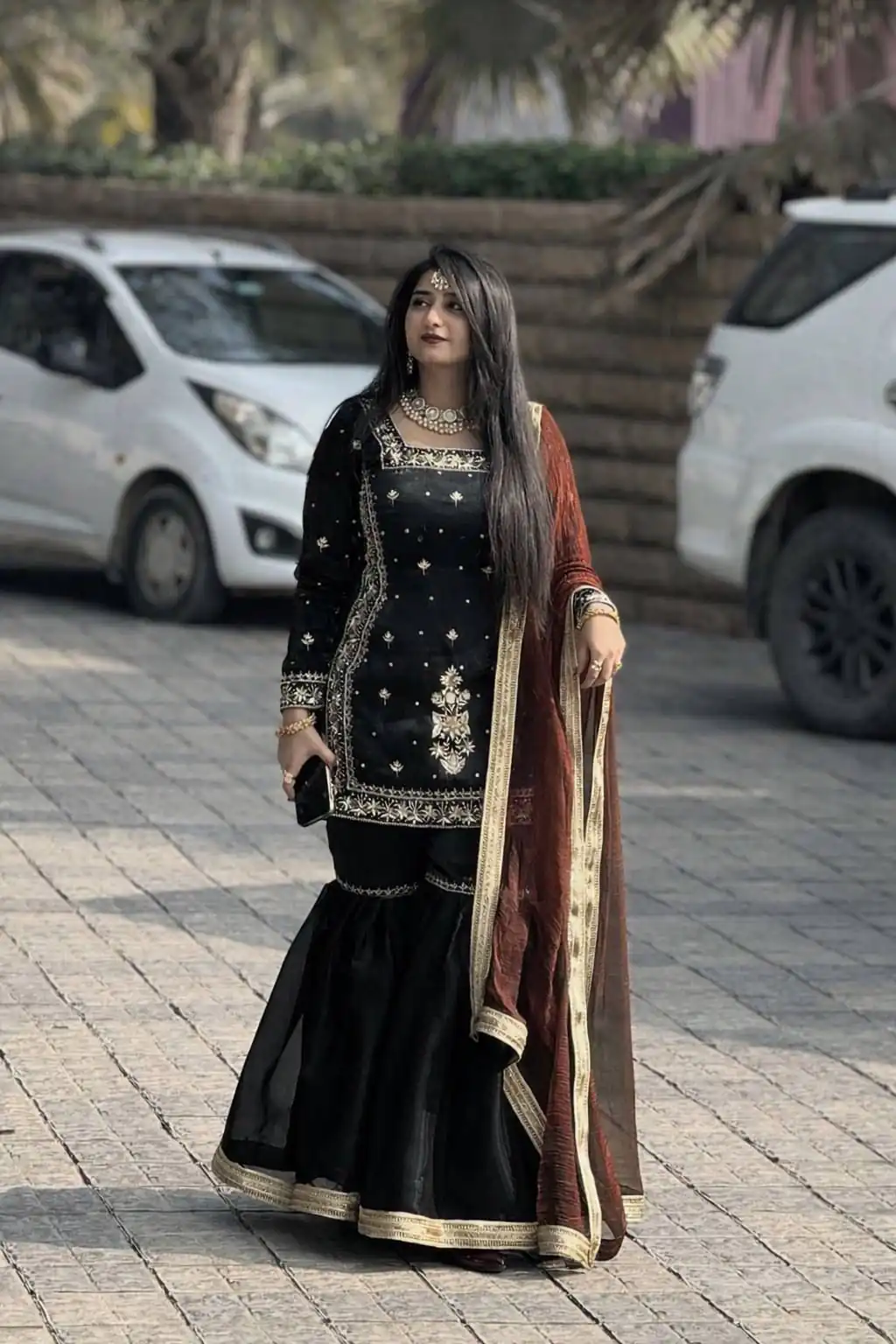 Graceful Black Zimmy Silk Embroider Work Salwar Suit