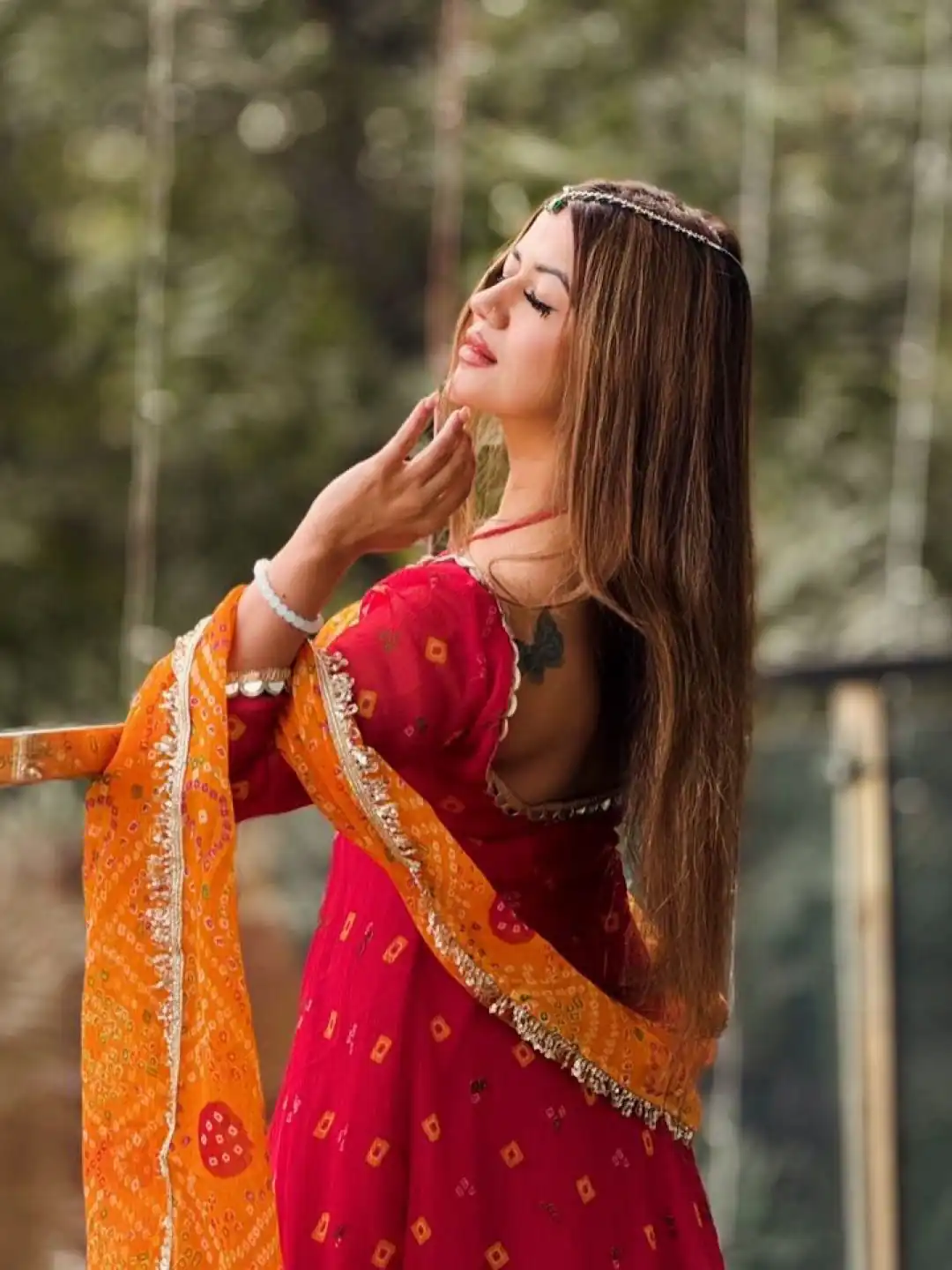 Perfect Red Faux Georgette Digital Print Salwar Suit - Image 2