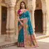 Teal Paithani Silk Woven Border Work Saree