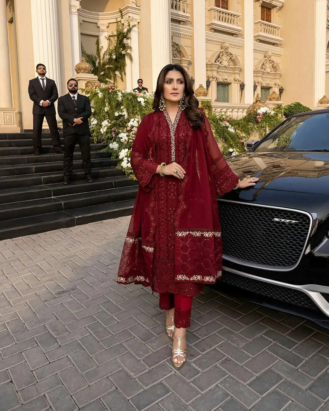 Maroon Faux Georgette Embroider Work Salwar Suit