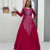 Pink Vichitra Silk Embroider Sequins Work Gown
