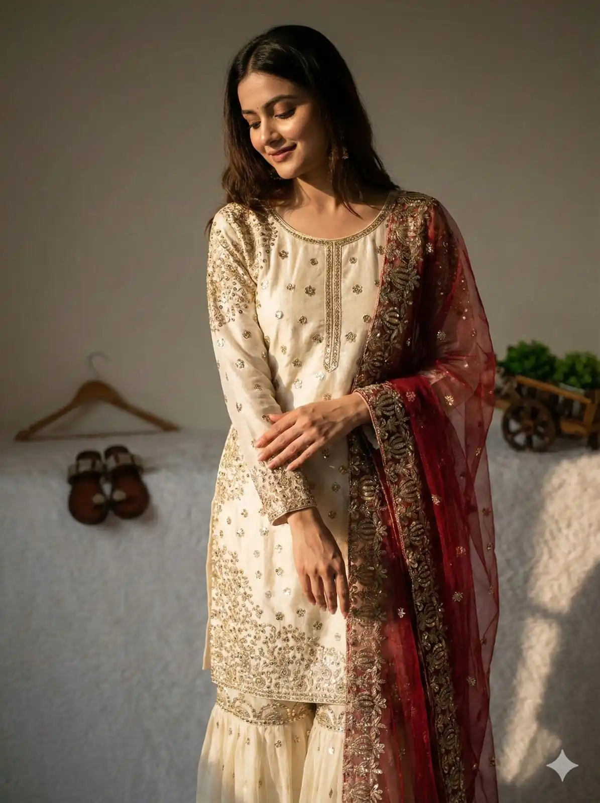 Red Fendy Silk Embroider Work Salwar Suit - Image 4