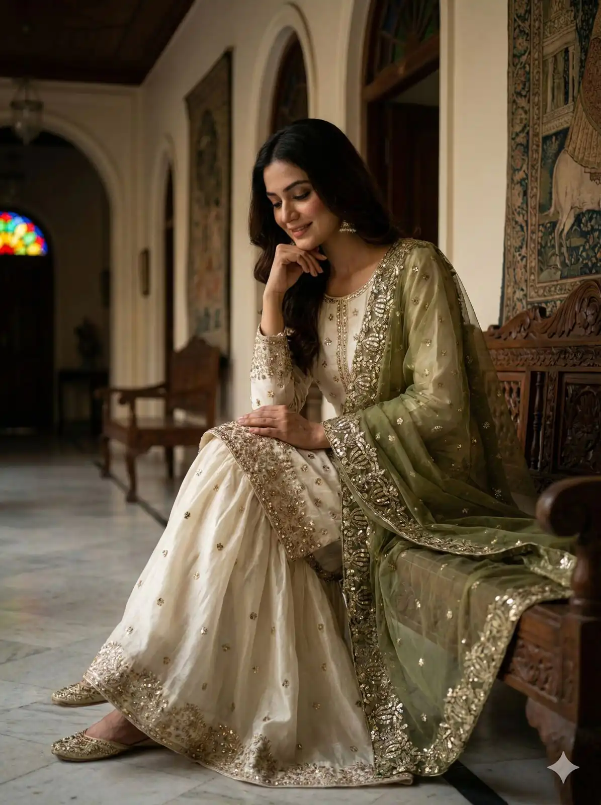 Mehendi Fendy Silk Embroider Work Salwar Suit - Image 4