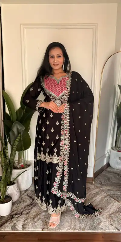 WW G 6000 Black Viscous Chinon Salwar Suit with Lace Work & Embroidery Work. Exclusive Offer ₹2499. Delivery 4-6 Working Days. Shop now. | Jump Suits, Salwar suit, Designer Suits, Casual Suits, Creative suits, Palazzo Suits, Party Wear Suits, Patiala Suits, Straight Suits