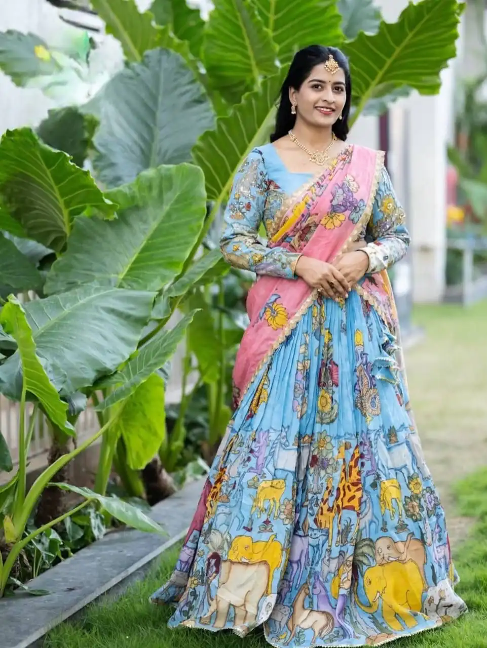 PC 546 Blue in Cotton. Kalamkari Print Lehenga Choli Wedding, Party, Festive, Events, Now at just ₹2099. Delivery 4-6 Working Days. Shop now. | Lehenga, Bollywood Lehenga, Creative Lehenga, Designer Lehenga, Embroidered Lehenga, Party Wear Lehenga