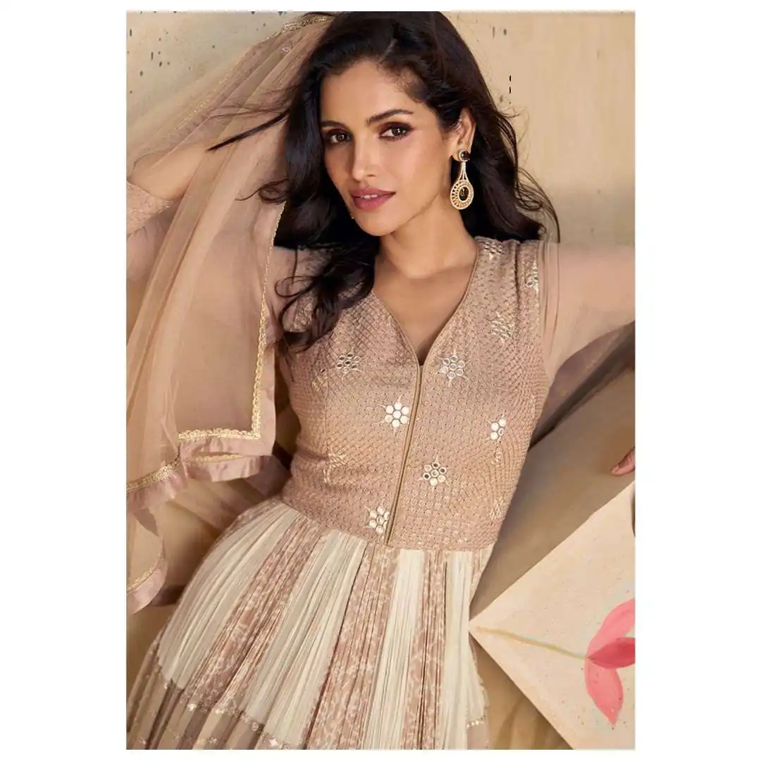 FC 5502 Cream Color Dual Tone Star Georgette Salwar Suit with Embroidery Work. Affordable Price ₹2649. Delivery 4-6 Working Days. Shop now. | Jump Suits, Salwar suit, Designer Suits, Casual Suits, Creative suits, Palazzo Suits, Party Wear Suits, Patiala Suits, Straight Suits