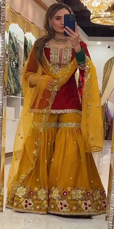 NF 1272 Red Faux Georgette Gown Perfect for Wedding, Party, Makar Sankranti, Karwa Chauth, Ethnic Day – . Now at just ₹2449. Delivery 4-6 Working D | Jump Suits, Salwar suit, Designer Suits, Casual Suits, Creative suits, Palazzo Suits, Party Wear Suits, Patiala Suits, Straight Suits