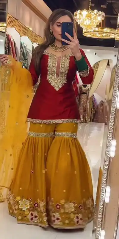 NF 1272 Red Faux Georgette Gown Perfect for Wedding, Party, Makar Sankranti, Karwa Chauth, Ethnic Day – . Now at just ₹2449. Delivery 4-6 Working D | Jump Suits, Salwar suit, Designer Suits, Casual Suits, Creative suits, Palazzo Suits, Party Wear Suits, Patiala Suits, Straight Suits