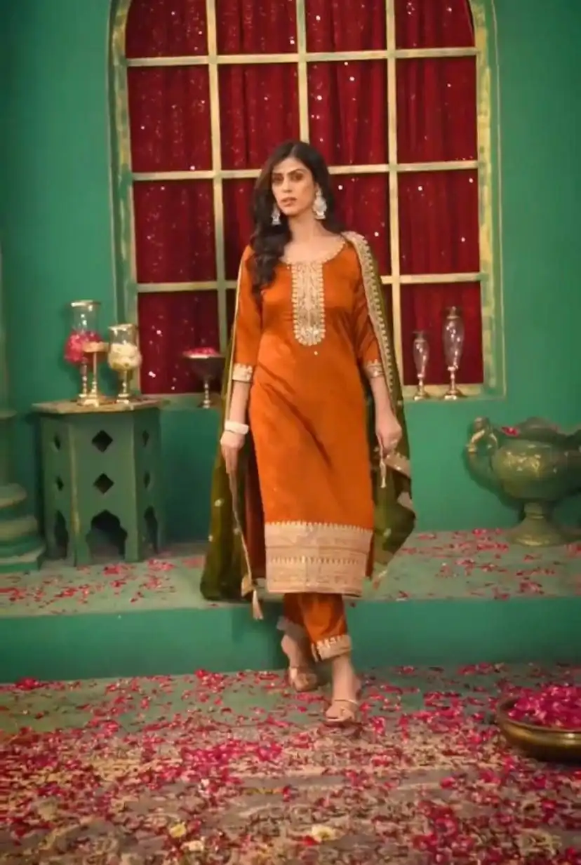 DC 96 Orange Color Chinon Silk Salwar Suit with Embroidery Work. Online Get it for ₹2149. Delivery 4-6 Working Days. Shop now. | Jump Suits, Salwar suit, Designer Suits, Casual Suits, Creative suits, Palazzo Suits, Party Wear Suits, Patiala Suits, Straight Suits
