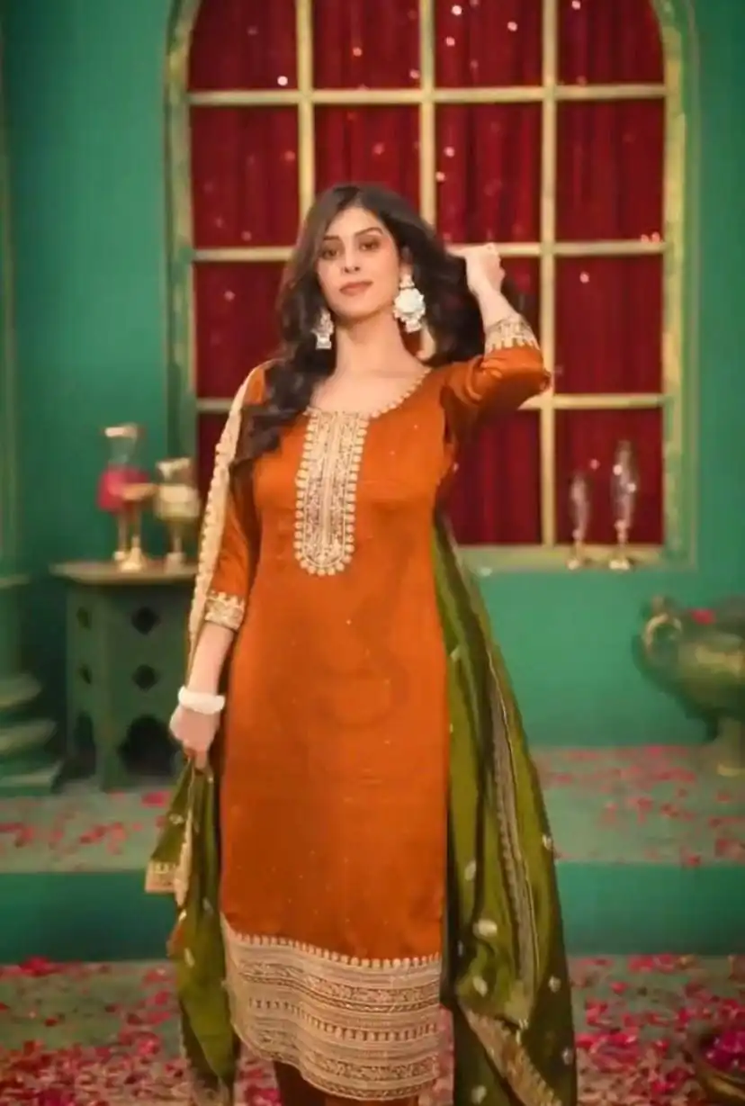 DC 96 Orange Color Chinon Silk Salwar Suit with Embroidery Work. Online Get it for ₹2149. Delivery 4-6 Working Days. Shop now. | Jump Suits, Salwar suit, Designer Suits, Casual Suits, Creative suits, Palazzo Suits, Party Wear Suits, Patiala Suits, Straight Suits