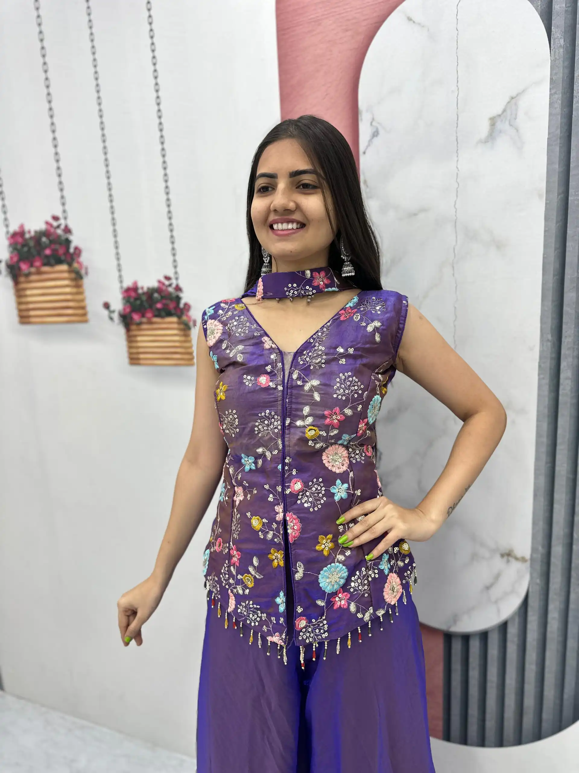 PC 551 Purple Tissue Simmer Salwar Suit with Embroidery Work. Affordable Price ₹2549. Delivery 4-6 Working Days. Shop now. | Jump Suits, Salwar suit, Designer Suits, Casual Suits, Creative suits, Palazzo Suits, Party Wear Suits, Patiala Suits, Straight Suits