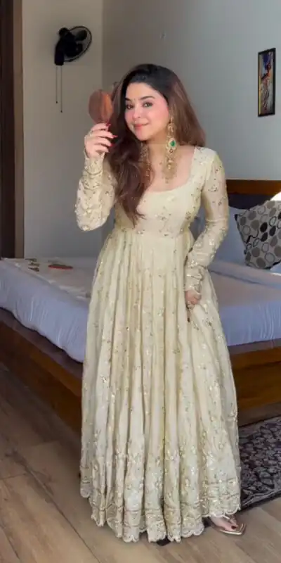 WW 1253 Cream Color Chinon Silk Sequence Lace Work Gown. Online Affordable Price ₹2549. Delivery 4-6 Working Days. Shop now. | Gowns, Bollywood Gowns, Creative Gowns, Designer Gowns, Embroidered Gowns, Party Wear Gowns